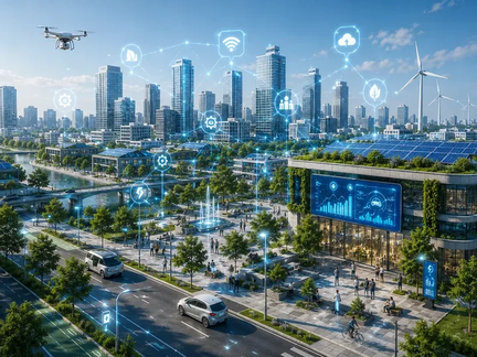 Urban mobility and connected transport solutions in a modern city